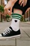Women's 5 Pairs Premium Quality Striped Heart Embroidered Tennis Socket - 2