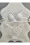 Lace Detailed Unpadded Cross Drawstring Underwire Bra Panty Set - Underwear Set - 6