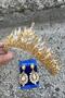 Daisy Gold Yellow Crown and Wide Shuttle Earrings Set – Sparkling Evening Dress Bridal Set - 3