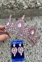 مجموعة أقراط Eveline Pink Crown Slim Shuttle - مجموعة إكسسوارات فستان السهرة لحفلات الزفاف والخطوبة - 3