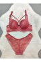 Lace Detailed Unpadded Cross Drawstring Underwire Bra Panty Set - Underwear Set - 6