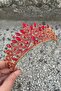Grace Red Gold Crown – Sparkling Stone Bridal Henna Crown, Wedding Evening Dress Accessory Model - 2