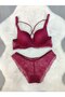 Lace Detailed Unpadded Cross Drawstring Underwire Bra Panty Set - Underwear Set - 6