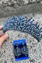 Daisy Navy Blue Crown and Wide Shuttle Earrings Set – Sparkling Evening Dress Bridal Set - 3