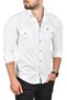 Men's White Slim Fit Cotton Double Pocket Denim Shirt Snap Button Long Sleeve Sports Shirt 2502503