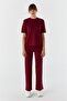 Modal Fabric Striped Tracksuit Claret Red
