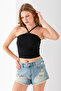 Women's Cross Strap Lace Detailed Crop Body Black - Ms0000309 - 4