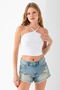 Women's Cross Strap Lace Detailed Crop Body White - Ms0000309 - 3