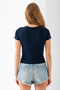 Women's Crew Neck Cotton Basic Body Navy Blue - 25873 - 8