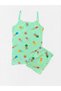 Girl's 100% Cotton Green Color Jellyfish Patterned Network Part Stitched Undershirt Boxer Set - 2