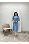 Indigo Blue V-Neck Muslin Dress - 5