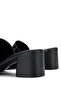 Women's Genuine Leather Black Leather Heeled Slippers - 5