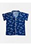 Boys' 100% Cotton Skateboard Pattern Blue Shirt Collar Button Short Sleeve Seasonal Pajamas Set - 5