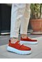 Tugerdi Orange Linen Lightweight High Sole Lace-Up Style Men's Summer Shoes Tge230826