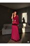 One Shoulder Sparkle Pleated Long Evening Dress 582702 Açikmor