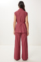 Belted Vest Palazzo Knitted Suit - 8