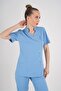 Aylu Model Soft Lycra Baby Blue Doctor Nurse Hospital Scrubs Uniform Set - 7