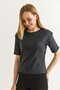 Padded Crew Neck Basic Tshirt Smoked