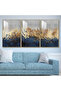 ثلاث لوحات جدارية خشبية مع برواز خشبي فضي و طبقة من الاكريلك الشفاف
