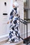 Patterned Hijab Dress Navy Blue 567 - 5