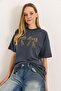 Basic Tshirt Smoked with Ribbon Print Detail - 3