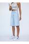 Women's Midi Length Ice Blue Lycra Jean Shorts