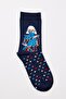 Women's Socks with Girl Figures Navy Blue