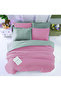 Pink-Grey Yarn-Dyed Double Color Single Duvet Cover Set Bed Sheet and 1 Pillowcase - 3