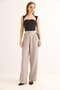 High Waist Palazzo Trousers with Side Stripes Gray - 3