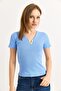 Collar V Detail Short Sleeve Camisole Blue