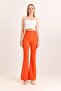 Yüksel Waist Striped Spanish Leg Trousers Pomegranate - 2