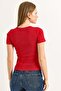 Collar V Detail Short Sleeve Camisole Red - 6