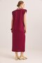 Crew Neck Shoulder Padded Knitted Dress Burgundy - 4
