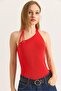 One Shoulder Neck Detailed Knitwear Blouse Pomegranate Flower - 3