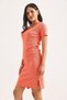 Short Sleeve Crew Neck Midi Dress with Slit Detail Yavruağzı - 2