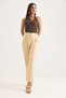 Elastic Waist Layered Leg Women's Trousers Cream - 2