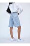 Women's Midi Length Ice Blue Lycra Denim Shorts - 3