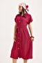 Stone Belted Striped Mini Shirt Dress Burgundy - 3