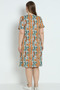 Women's Plus Size Patterned Pocket Button Cotton Dress - 6