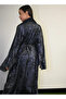 Midnight Glitz Navy Blue Satin Foil Abaya - 4