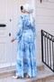 Patterned Hijab Dress Blue 570 - 5