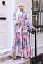 Patterned Hijab Dress Lilac 569 - 4
