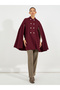 Oversized Longline Wool Like Cape Coat - 3