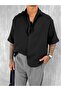 Men's Oversize Short Sleeve Muslin Shirt Black