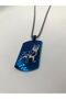 Men's Model Necklace with Steel Plate Blue Color Pitbull or a Different Figure - 4