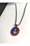 Red V Blue Enameled Anchor Figured Compass Model Steel Necklace Gift for Lover, Husband, Father - 5