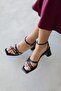 Onika Women's Heeled Wrinkled Leather Sandals Black - 3