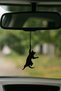 Cat Holding Silk Car Ornament |   Laser Cut Black Metal |   Cute and Fun Design |   Hanging Model