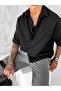 Men's Oversize Short Sleeve Muslin Shirt Black - 2