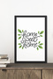 1 Piece Home Sweet Home Written Wooden Black Frame Look Mdf Table